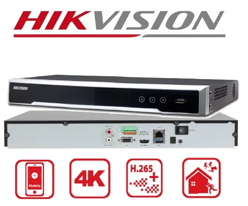 Hikvision 16 channel NVR with [2 SATA port] for IP CCTV Cameras up to 4K resolution with HDMI and VGA Output, Motion detection